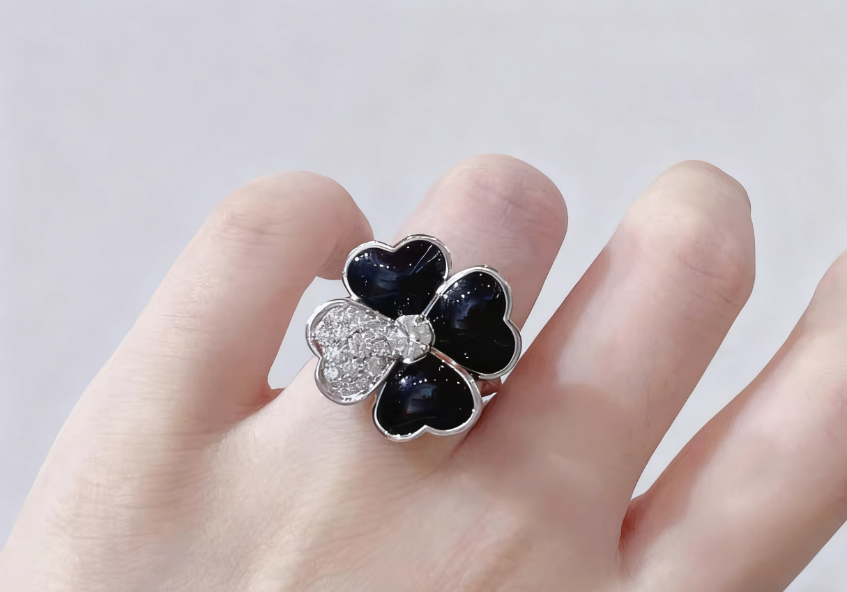 [Regal Jewels]Heart-Shaped Four-Leaf Clover Ring