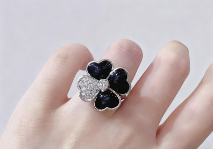 [Regal Jewels]Heart-Shaped Four-Leaf Clover Ring