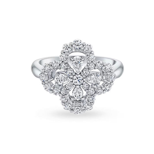 [Regal Jewels]LOOP RING FULL MOTIF DIAMOND 16MM SILVE