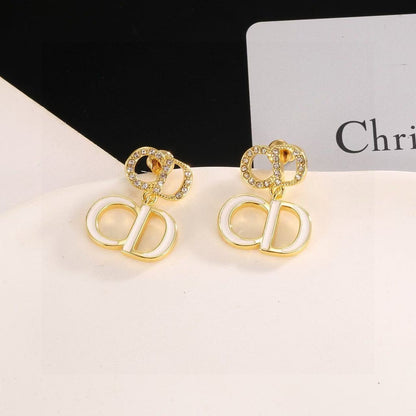 [Regal Jewels]Gold CD Letter Stud Earrings