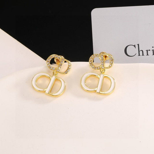 [Regal Jewels]Gold CD Letter Stud Earrings