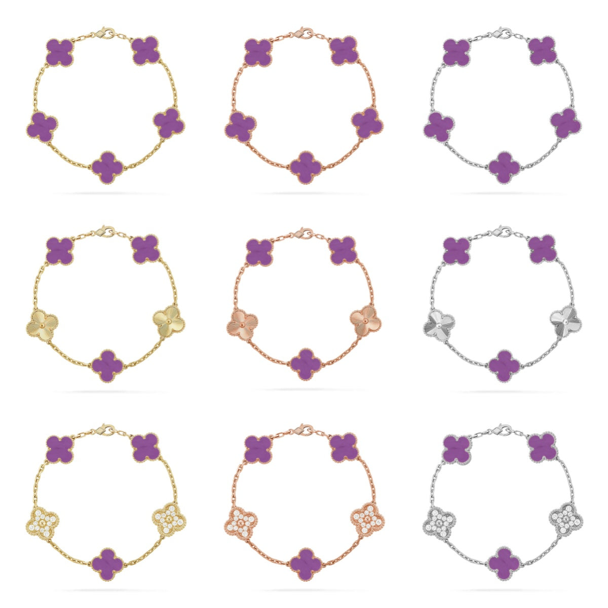 [Regal Jewels]CLOVER 5 MOTIF VIOLET BRACELET COLLECTION