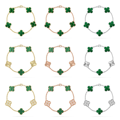[Regal Jewels]CLOVER 5 MOTIF MALACHITE BRACELET COLLECTION
