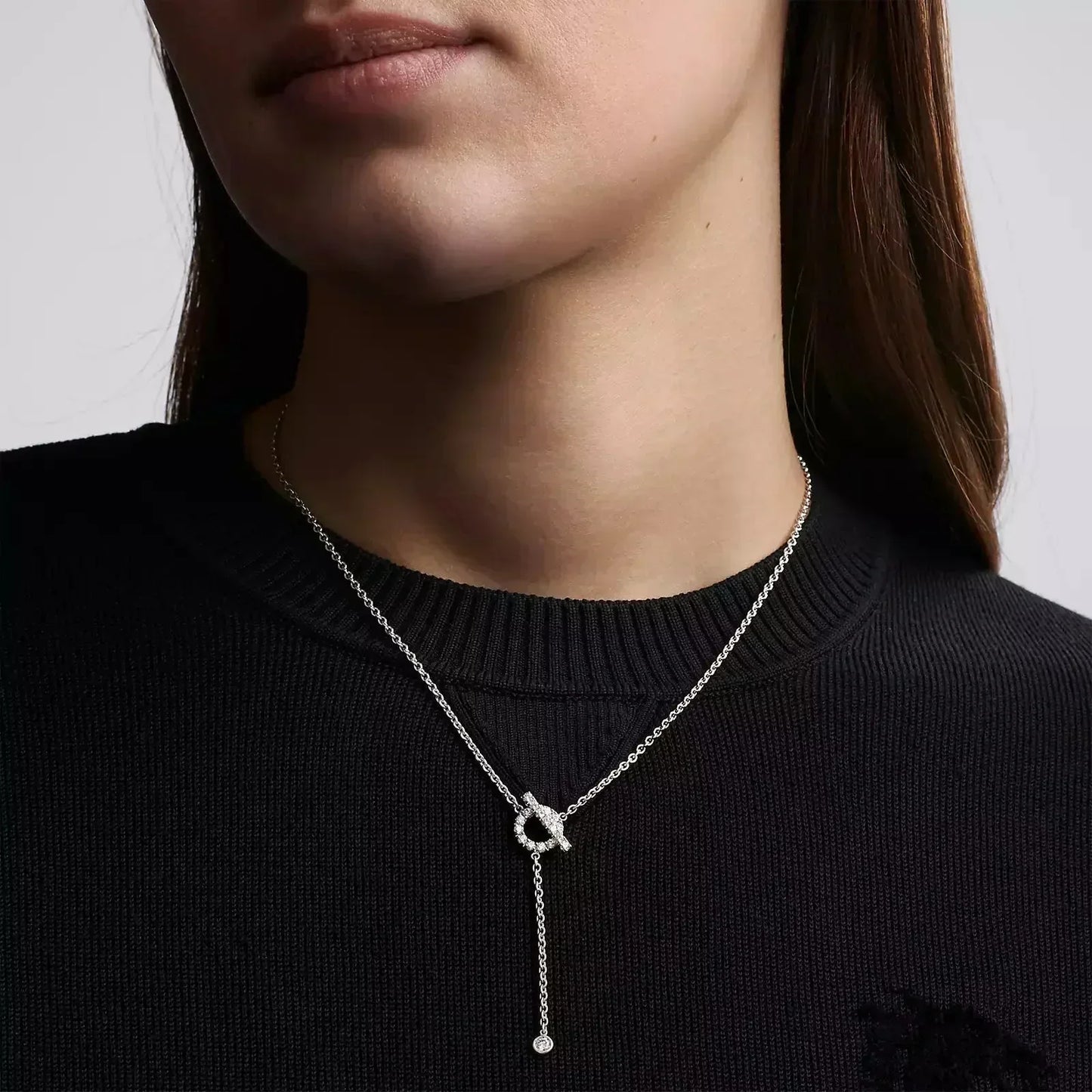[Regal Jewels]FINESSE SILVER DIAMOND NECKLACE