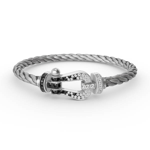 [Regal Jewels]FORCE LARGE HORSESHOE BLACK WHITE DIAMOND BRACELET SILVER