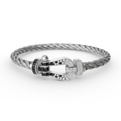 [Regal Jewels]FORCE LARGE HORSESHOE BLACK WHITE DIAMOND BRACELET SILVER