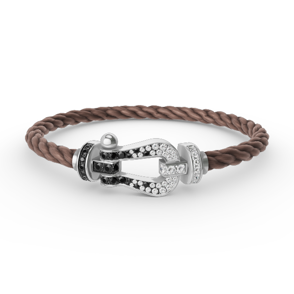 [Regal Jewels]FORCE LARGE HORSESHOE BLACK WHITE DIAMOND BRACELET SILVER