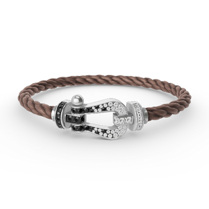 [Regal Jewels]FORCE LARGE HORSESHOE BLACK WHITE DIAMOND BRACELET SILVER