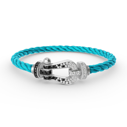[Regal Jewels]FORCE LARGE HORSESHOE BLACK WHITE DIAMOND BRACELET SILVER