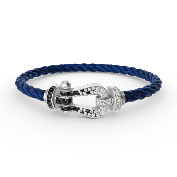 [Regal Jewels]FORCE LARGE HORSESHOE BLACK WHITE DIAMOND BRACELET SILVER