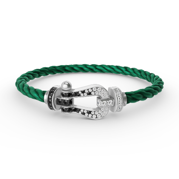 [Regal Jewels]FORCE LARGE HORSESHOE BLACK WHITE DIAMOND BRACELET SILVER