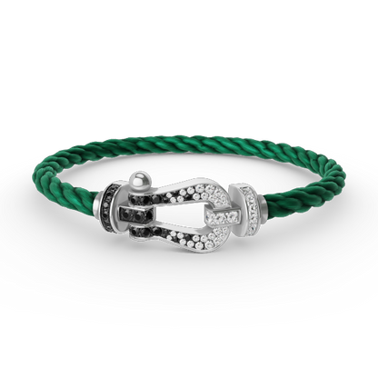 [Regal Jewels]FORCE LARGE HORSESHOE BLACK WHITE DIAMOND BRACELET SILVER
