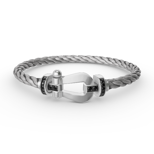 [Regal Jewels]FORCE LARGE HORSESHOE BLACK DIAMOND BRACELET SILVER