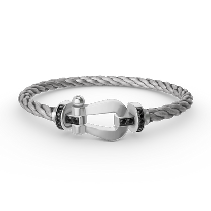 [Regal Jewels]FORCE LARGE HORSESHOE BLACK DIAMOND BRACELET SILVER
