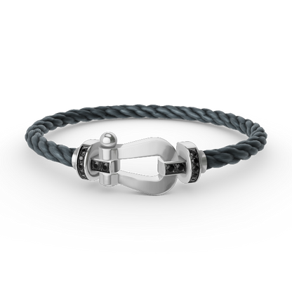 [Regal Jewels]FORCE LARGE HORSESHOE BLACK DIAMOND BRACELET SILVER
