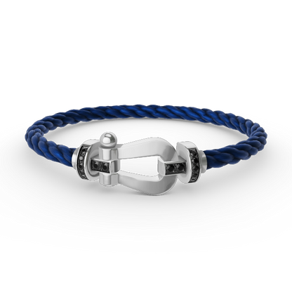 [Regal Jewels]FORCE LARGE HORSESHOE BLACK DIAMOND BRACELET SILVER