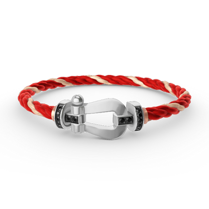 [Regal Jewels]FORCE LARGE HORSESHOE BLACK DIAMOND BRACELET SILVER