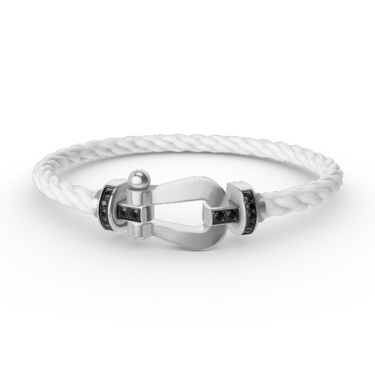 [Regal Jewels]FORCE LARGE HORSESHOE BLACK DIAMOND BRACELET SILVER