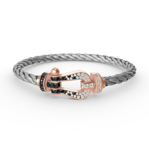 [Regal Jewels]FORCE LARGE HORSESHOE BLACK WHITE DIAMOND BRACELET ROSE GOLD