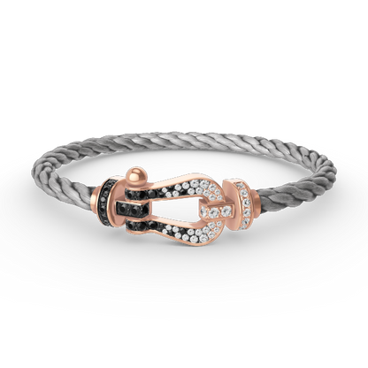 [Regal Jewels]FORCE LARGE HORSESHOE BLACK WHITE DIAMOND BRACELET ROSE GOLD
