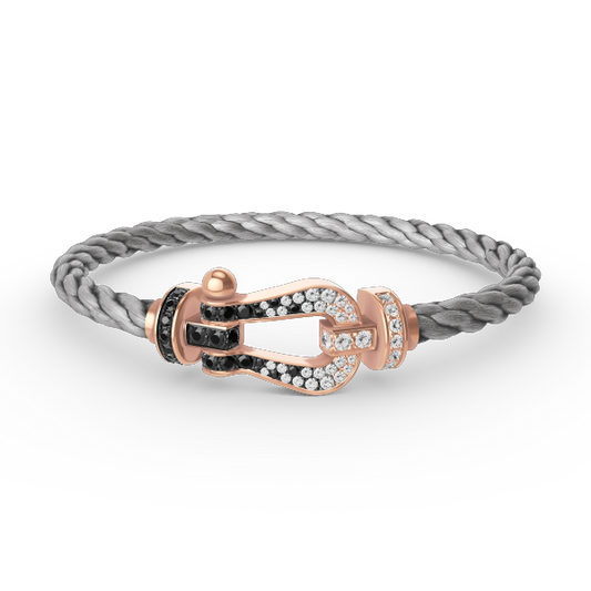[Regal Jewels]FORCE LARGE HORSESHOE BLACK WHITE DIAMOND BRACELET ROSE GOLD