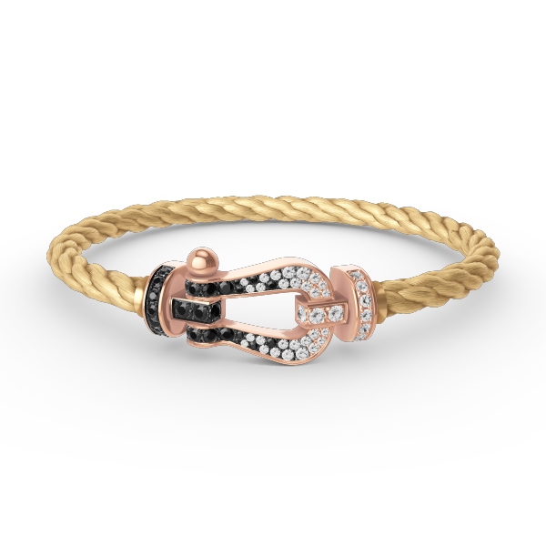 [Regal Jewels]FORCE LARGE HORSESHOE BLACK WHITE DIAMOND BRACELET ROSE GOLD