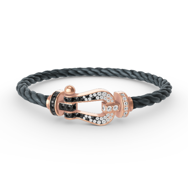 [Regal Jewels]FORCE LARGE HORSESHOE BLACK WHITE DIAMOND BRACELET ROSE GOLD