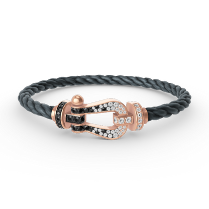 [Regal Jewels]FORCE LARGE HORSESHOE BLACK WHITE DIAMOND BRACELET ROSE GOLD