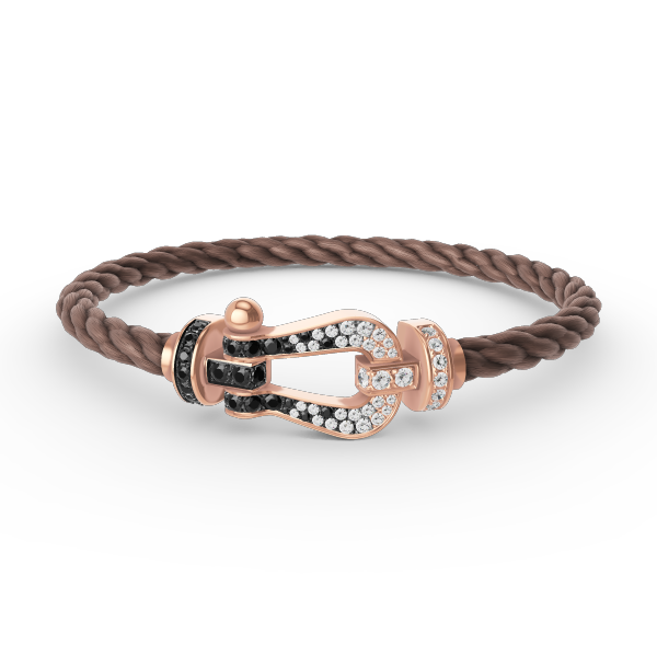 [Regal Jewels]FORCE LARGE HORSESHOE BLACK WHITE DIAMOND BRACELET ROSE GOLD