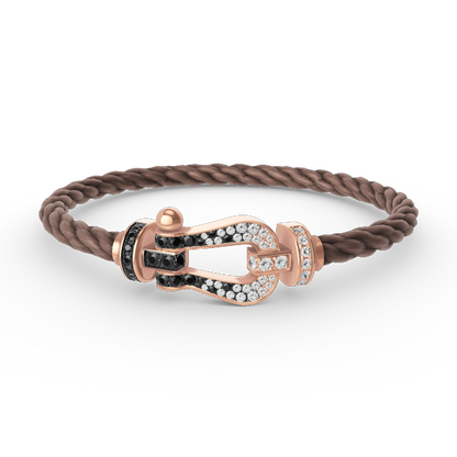 [Regal Jewels]FORCE LARGE HORSESHOE BLACK WHITE DIAMOND BRACELET ROSE GOLD