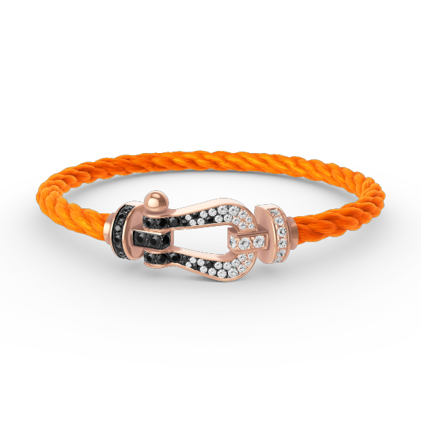 [Regal Jewels]FORCE LARGE HORSESHOE BLACK WHITE DIAMOND BRACELET ROSE GOLD
