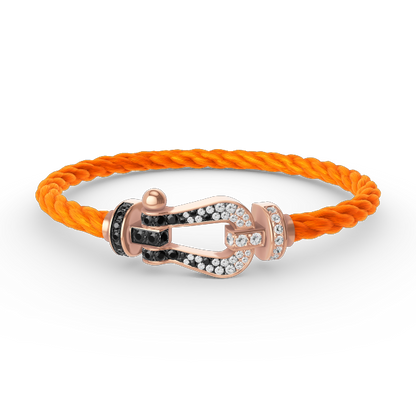 [Regal Jewels]FORCE LARGE HORSESHOE BLACK WHITE DIAMOND BRACELET ROSE GOLD
