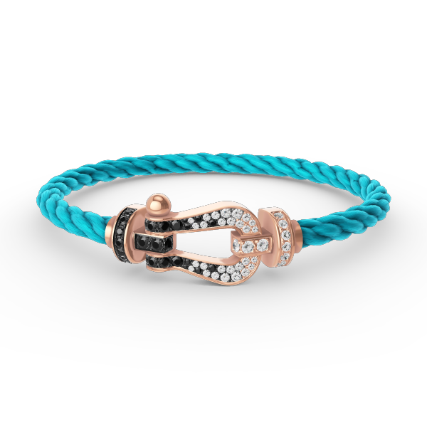 [Regal Jewels]FORCE LARGE HORSESHOE BLACK WHITE DIAMOND BRACELET ROSE GOLD