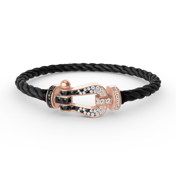 [Regal Jewels]FORCE LARGE HORSESHOE BLACK WHITE DIAMOND BRACELET ROSE GOLD