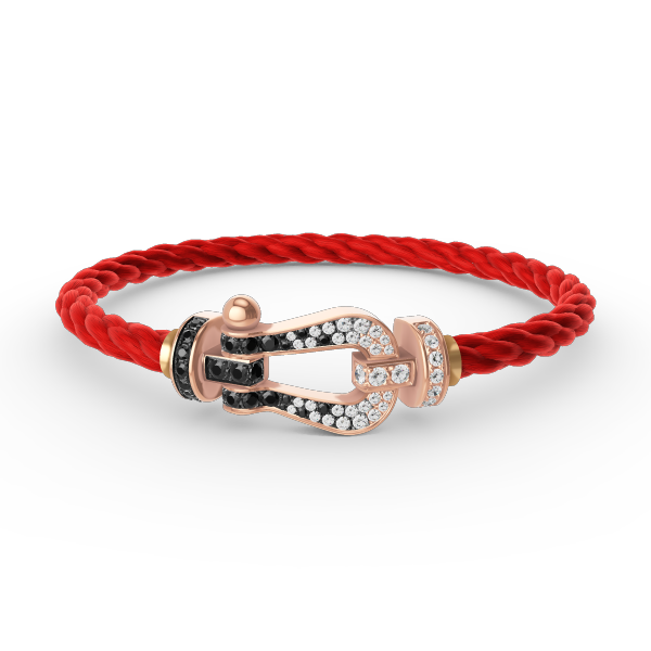 [Regal Jewels]FORCE LARGE HORSESHOE BLACK WHITE DIAMOND BRACELET ROSE GOLD