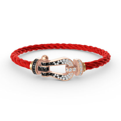 [Regal Jewels]FORCE LARGE HORSESHOE BLACK WHITE DIAMOND BRACELET ROSE GOLD