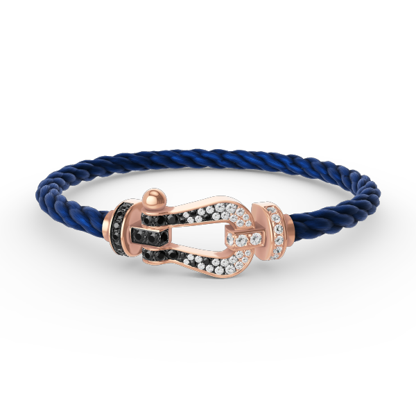 [Regal Jewels]FORCE LARGE HORSESHOE BLACK WHITE DIAMOND BRACELET ROSE GOLD