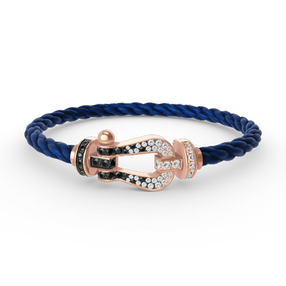 [Regal Jewels]FORCE LARGE HORSESHOE BLACK WHITE DIAMOND BRACELET ROSE GOLD