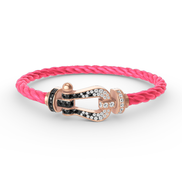 [Regal Jewels]FORCE LARGE HORSESHOE BLACK WHITE DIAMOND BRACELET ROSE GOLD