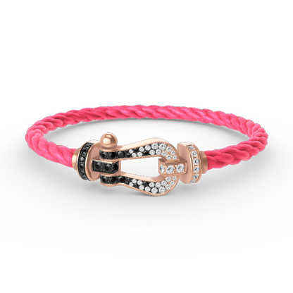 [Regal Jewels]FORCE LARGE HORSESHOE BLACK WHITE DIAMOND BRACELET ROSE GOLD