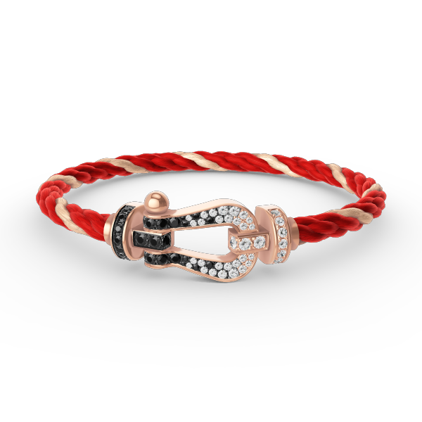 [Regal Jewels]FORCE LARGE HORSESHOE BLACK WHITE DIAMOND BRACELET ROSE GOLD