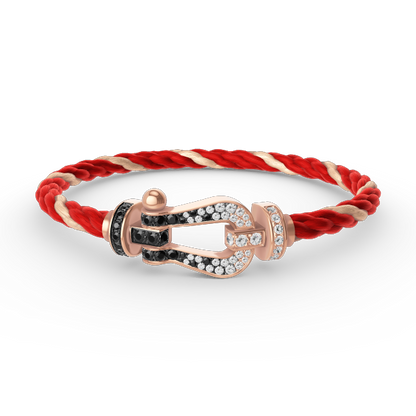 [Regal Jewels]FORCE LARGE HORSESHOE BLACK WHITE DIAMOND BRACELET ROSE GOLD