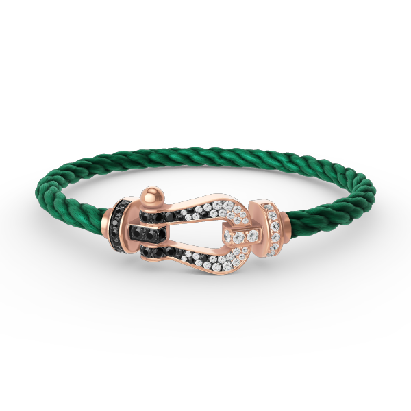 [Regal Jewels]FORCE LARGE HORSESHOE BLACK WHITE DIAMOND BRACELET ROSE GOLD