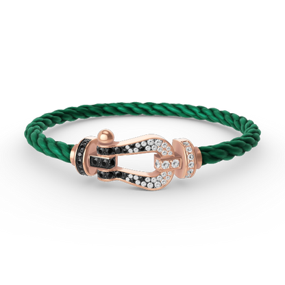 [Regal Jewels]FORCE LARGE HORSESHOE BLACK WHITE DIAMOND BRACELET ROSE GOLD