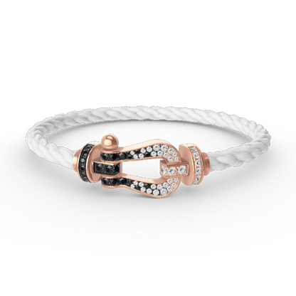 [Regal Jewels]FORCE LARGE HORSESHOE BLACK WHITE DIAMOND BRACELET ROSE GOLD