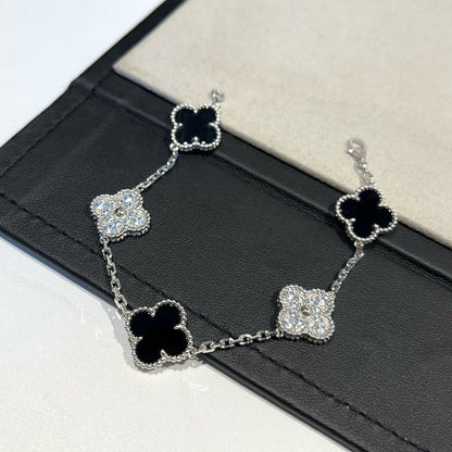 [Regal Jewels]CLOVER 5 MOTIF ONYXS BRACELET COLLECTION