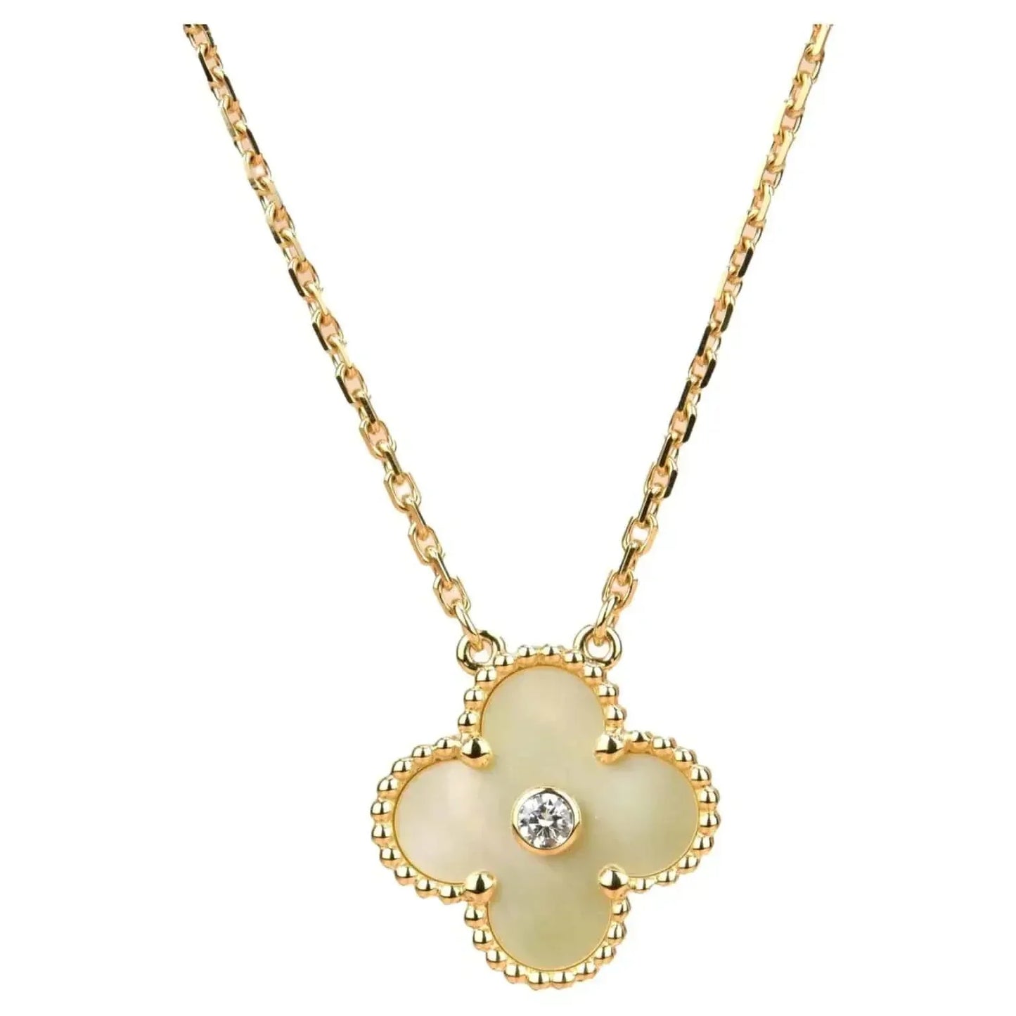[Regal Jewels]CLOVER 15MM DIAMOND GOLD MOTHER OF PEARL NECKLACE