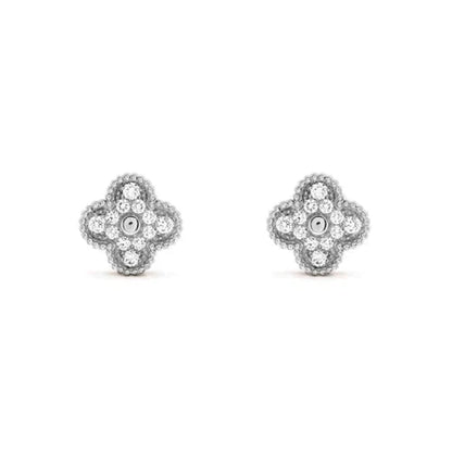 [Regal Jewels]CLOVER 1 MOTIFS DIAMOND STUD EARRINGS SILVER