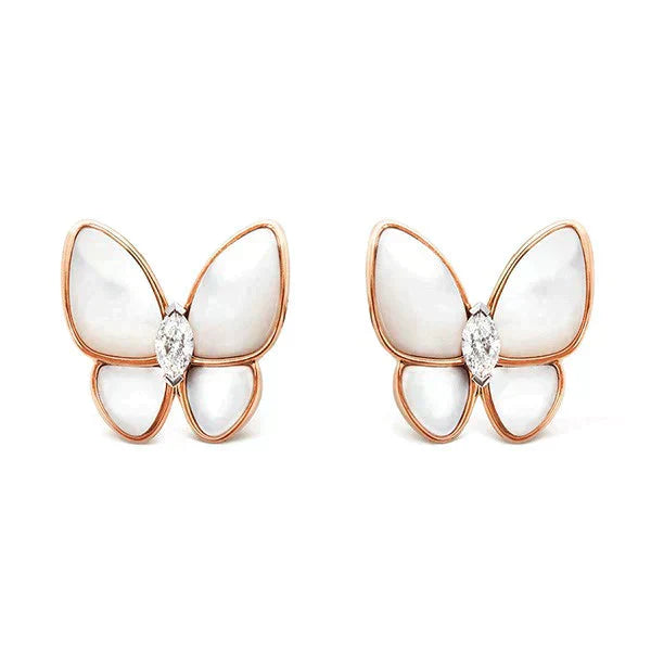 [Regal Jewels]BUTTERFLY MOP DIAMOND EARRINGS