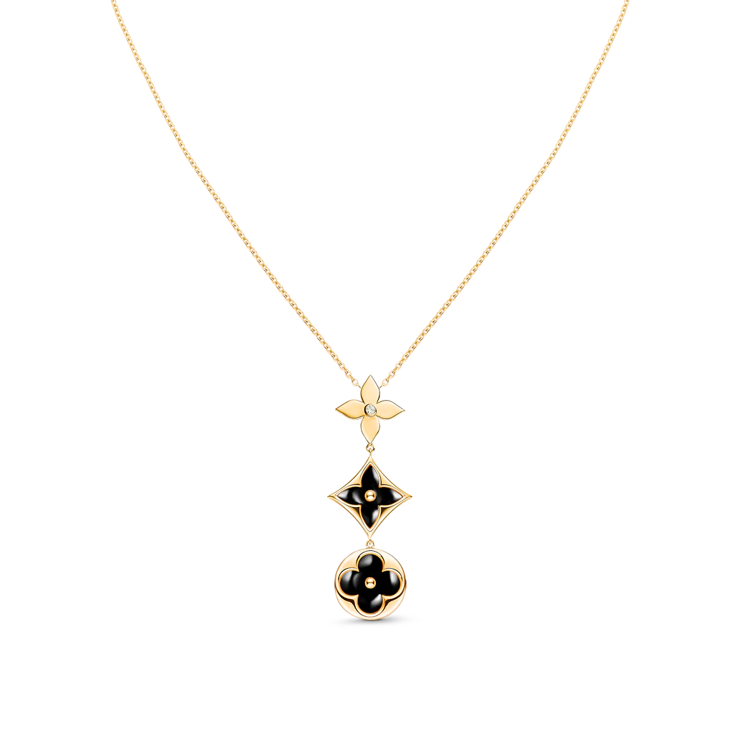 [Regal Jewels]STAR AND SUN ONYX PINK GOLD NECKLACE